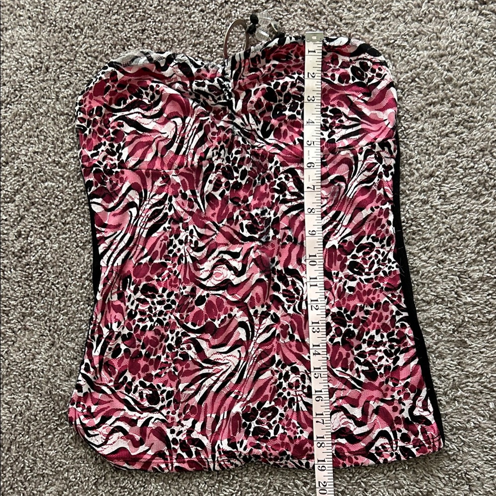 Pink Animal Print Strapless Party Top - Picture 6 of 6